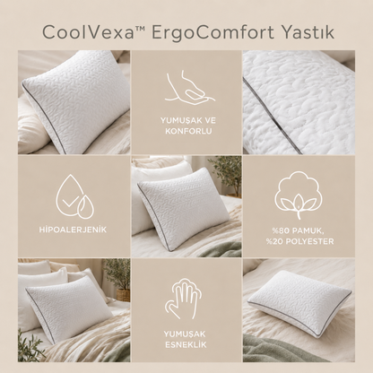 CoolVexa™ ErgoComfort: Boyun Destekli Otel Konforlu Yastık